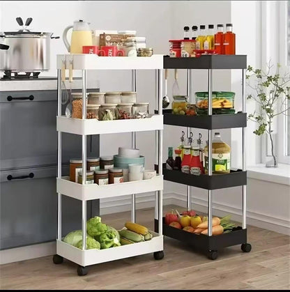 Multipurpose 4-Layer Storage Rack With Wheels
