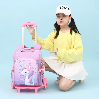 Cartoon Themed Rolling Trolley School Bag
