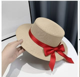 Summer Hats with Belt & Removable Christmas Red Ribbon