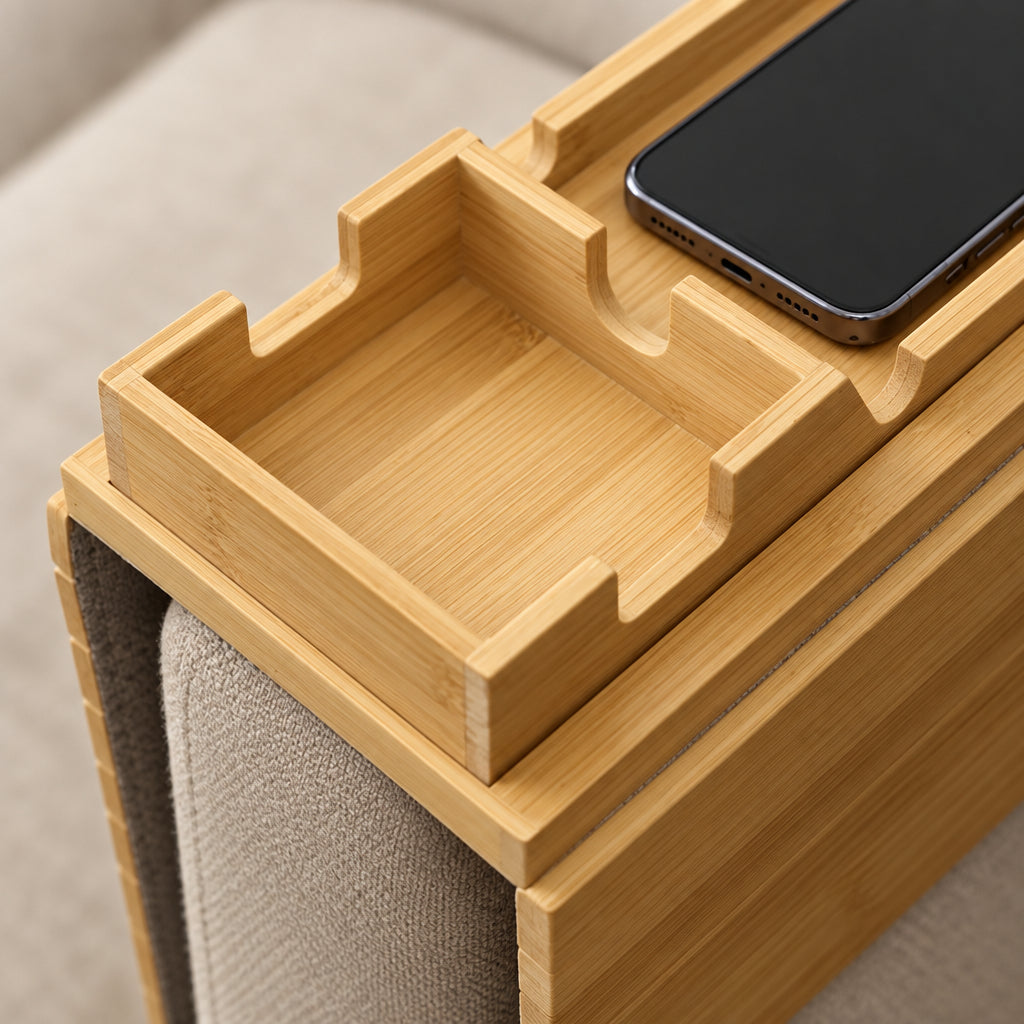 Foldable Bamboo Sofa Armrest Organiser