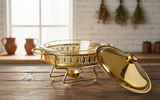 Glass And Steel Gold Chafing Dish