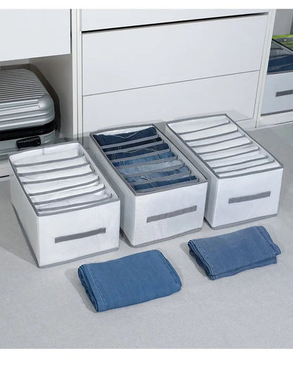 8-Grid Jean's storage box with mesh drawer separators for organized clothing