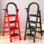 Gemelli Colllection 4 steps portable foldable ladder heavy duty step stool thickened herringbone ladder stable household folding ladder black red home office kitchen ladder