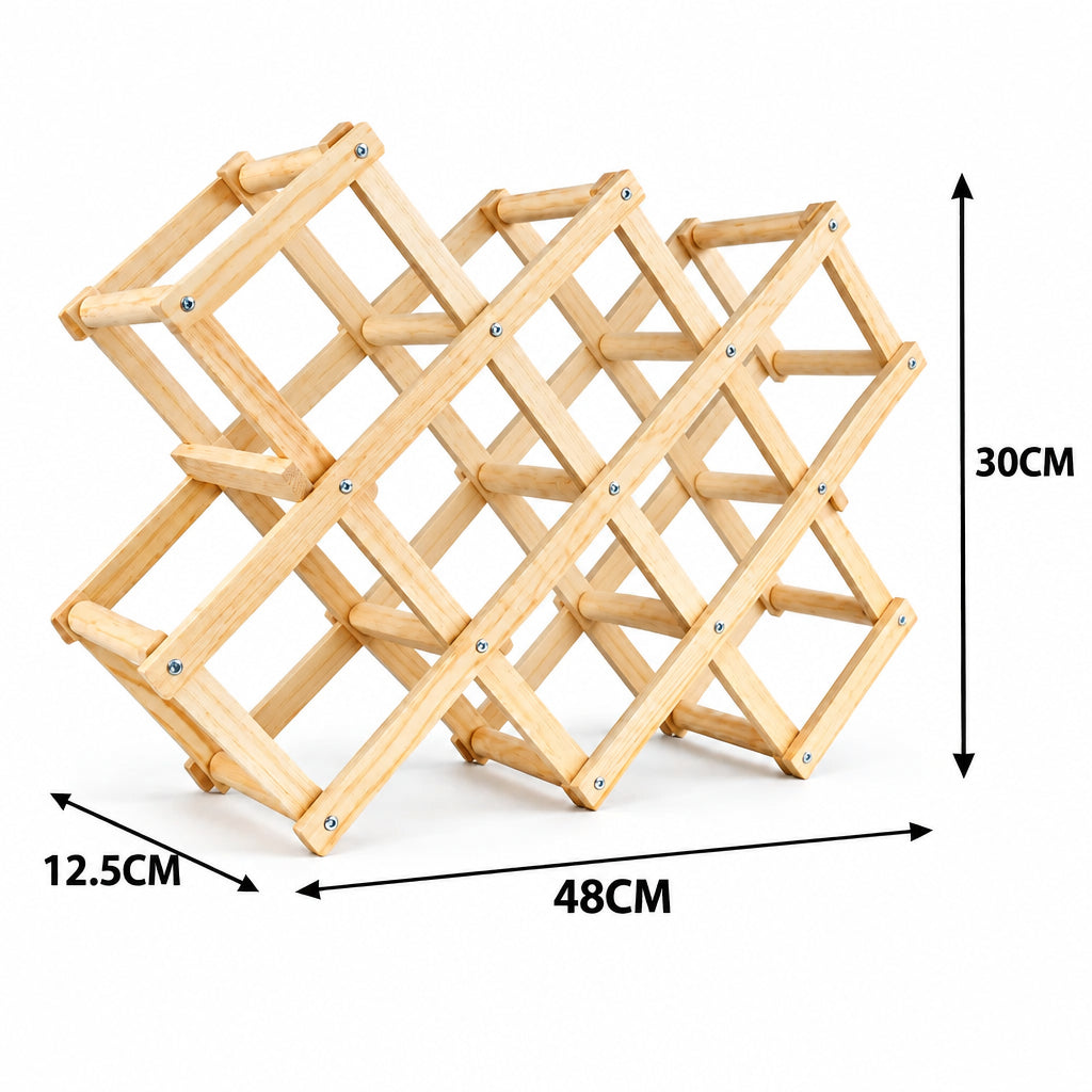12 Slot Foldable Bamboo Wine Bottle Rack