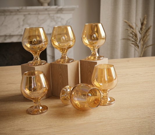 6-Piece gold-accented brandy and cognac glasses set, 250 ml