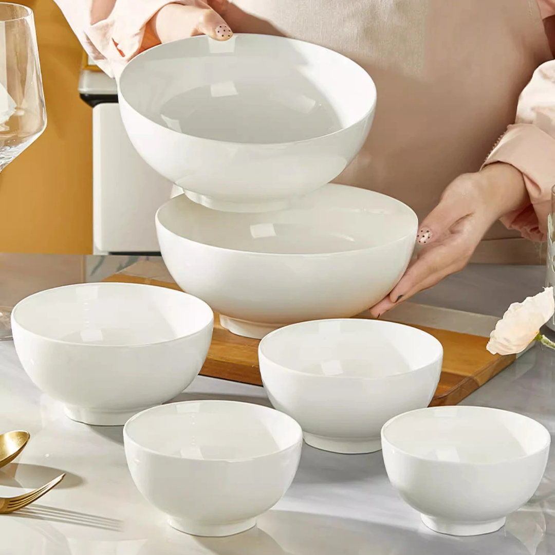 6Pcs White Bowl Set