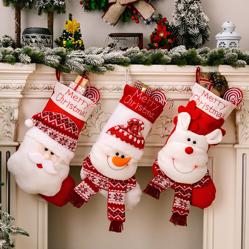 Large Santa Snowman Knitted Christmas Stockings