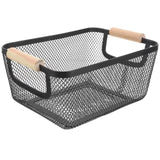 Iron mesh basket with wooden handles