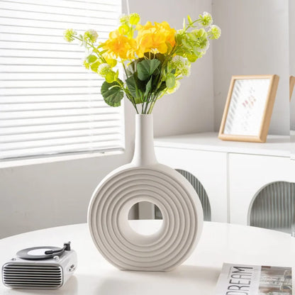 Round Elegant White Ceramic Vase