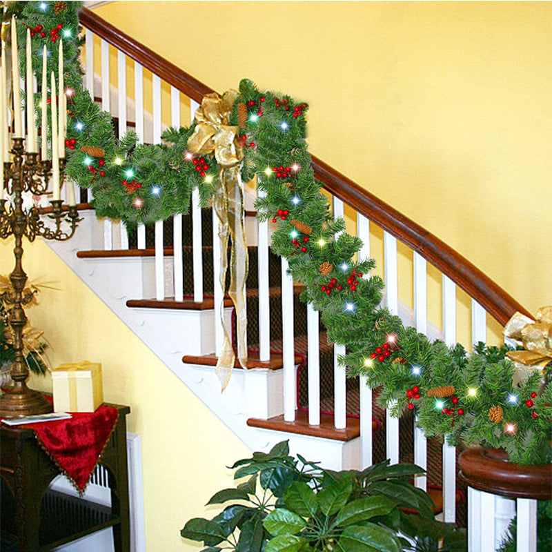 Christmas Garland Decoration With Pinecones And Red Berries