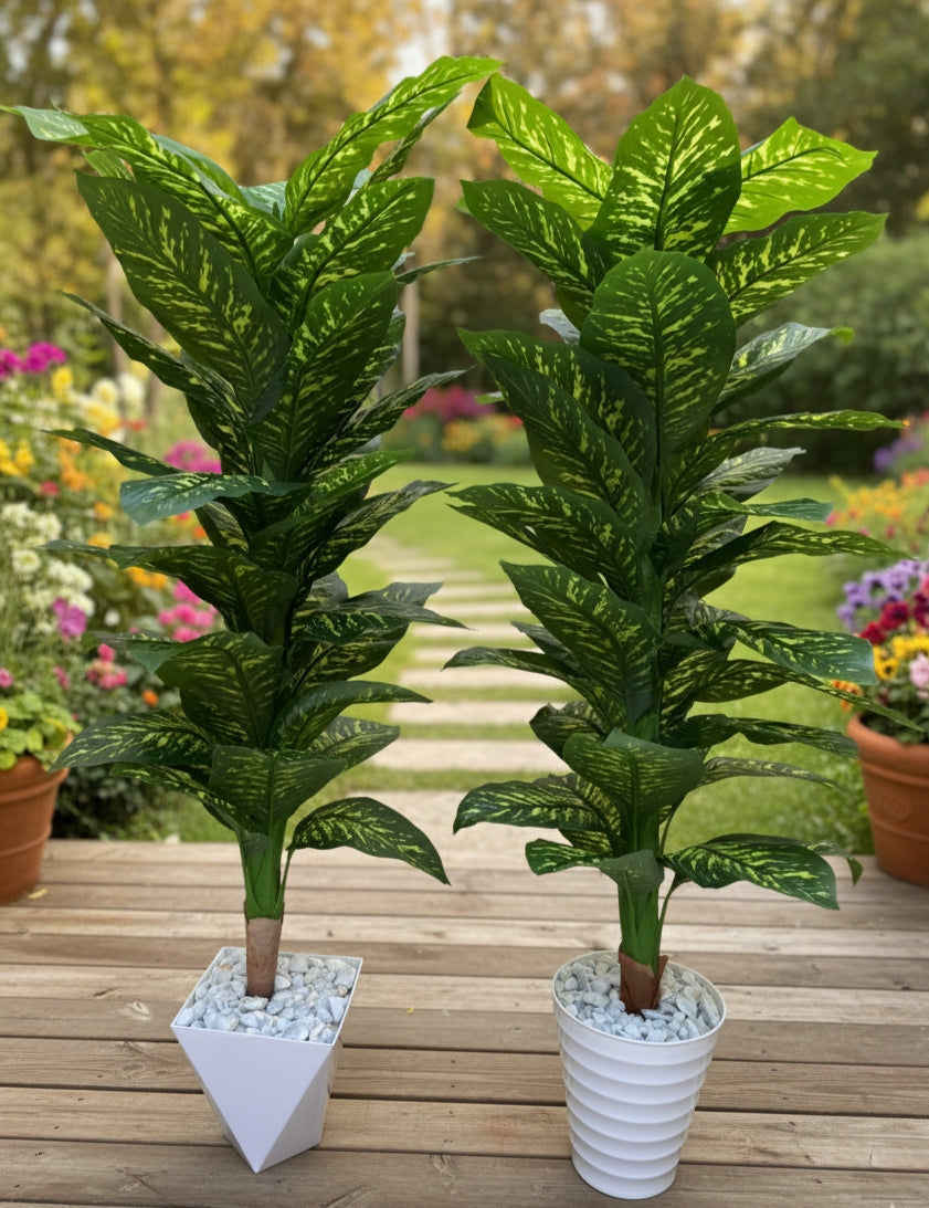 Artificial Plant With Vase And Pebbles