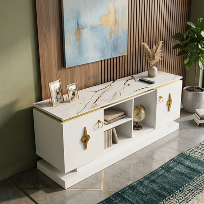 TV stand with storage compartments for living room entertainment setup
