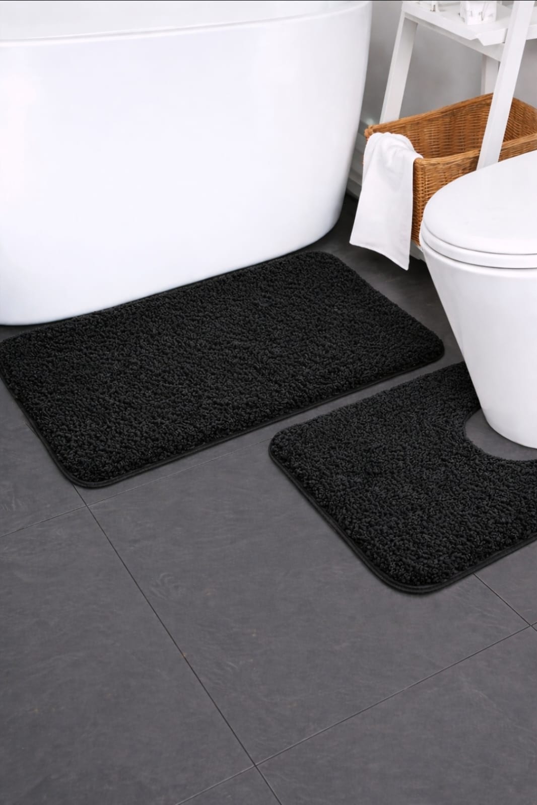 2pcs Plush Bath Mat Set