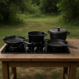 5Pcs Cast Iron Cooking Pots Set