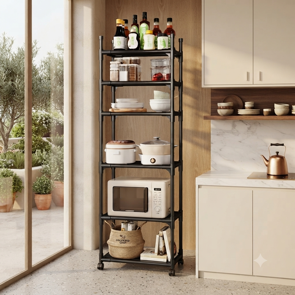 Kitchen Rack Trolley with Wheels
