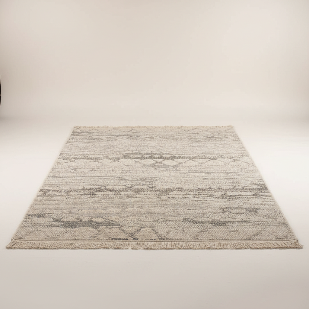 Kemet Abstract Pattern Carpet Rug (160 × 230 cm, Light Grey) KBORIE196