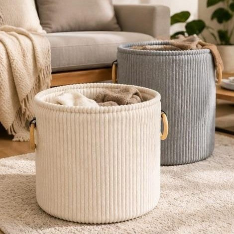 Velvet Corduroy Laundry Basket
