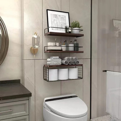 Over-the-door hanging rack organizer with hooks and storage basket.
