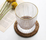 Ribbed Glasses with Gold Rim