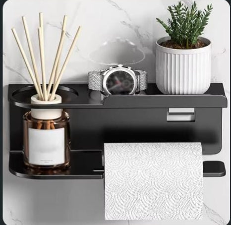 Wall-Mounted Toilet Paper Holder With Shelf