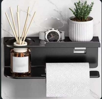 Wall-Mounted Toilet Paper Holder With Shelf