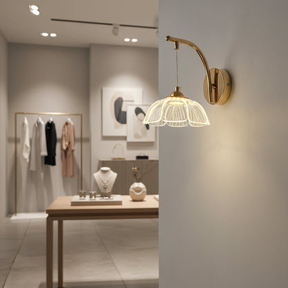 Golden Curve Wall Light With Clear Acrylic Shade-WH 2514-GO-TC