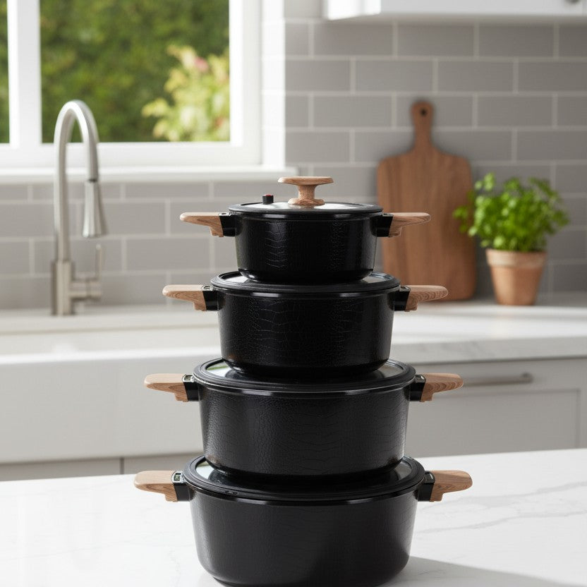 10pc Die Cast Marble Ceramic Cookware