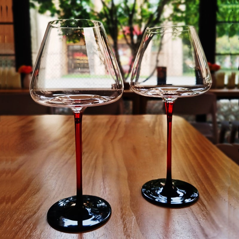 Premium burgundy crystal wine glasses 600ml long stem goblet set of 2 for elegant dining