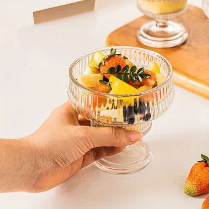 6Pcs Vintage Ribbed Ice Cream And Dessert Glass Set