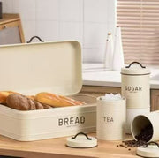 4Piece Quilted Metal Bread Box and Canister Set