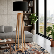 Contemporary wooden floor lamp with soft ambient lighting for living rooms, bedrooms, and offices