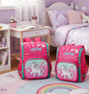 Kids’ waterproof pink school bag with spacious compartments and comfortable straps
