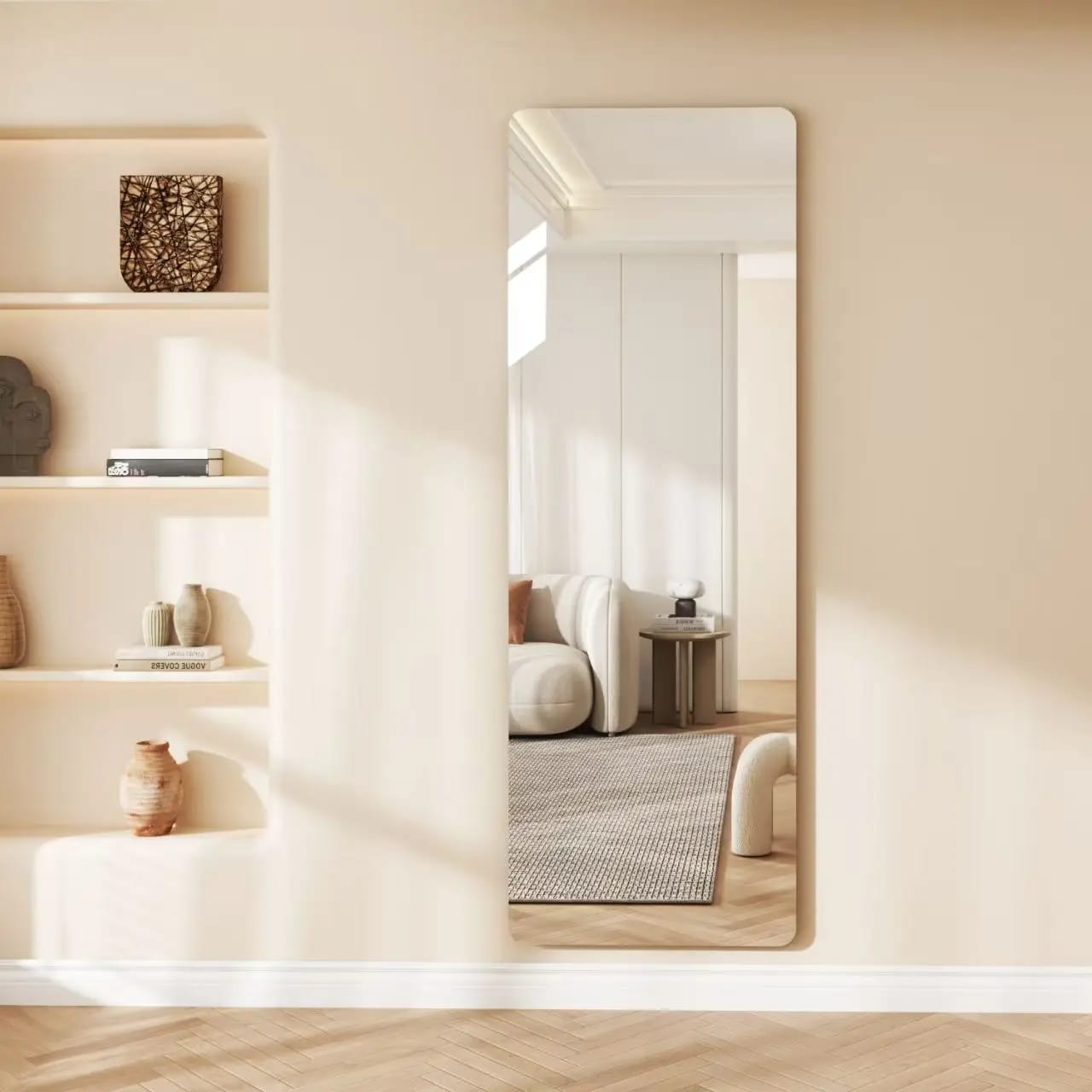 120 × 40 cm rectangular unbreakable acrylic self adhesive mirror for walls, doors, wardrobes, and closets.