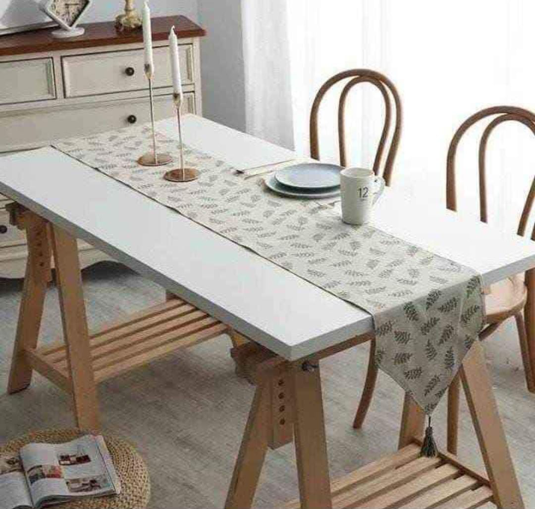 Double-sided cotton linen table runner 30 × 240 cm