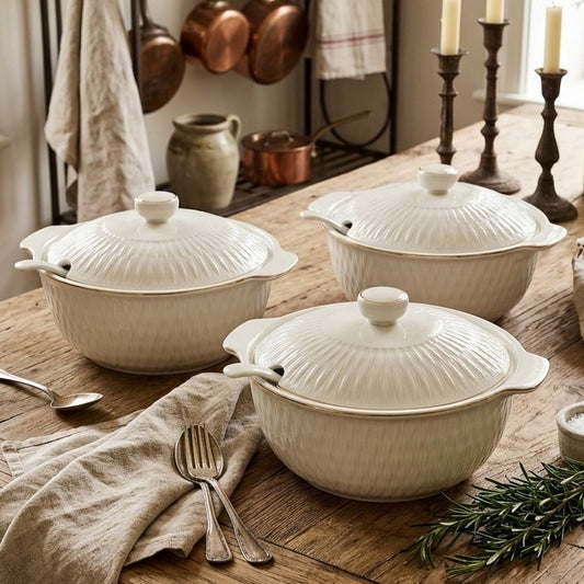 3pcs ceramic bowl set with 4 litre capacity each, large serving and mixing bowls for kitchen use. 🍲✨