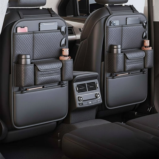 
Leather Car Back Seat Organizer with Multiple Pockets