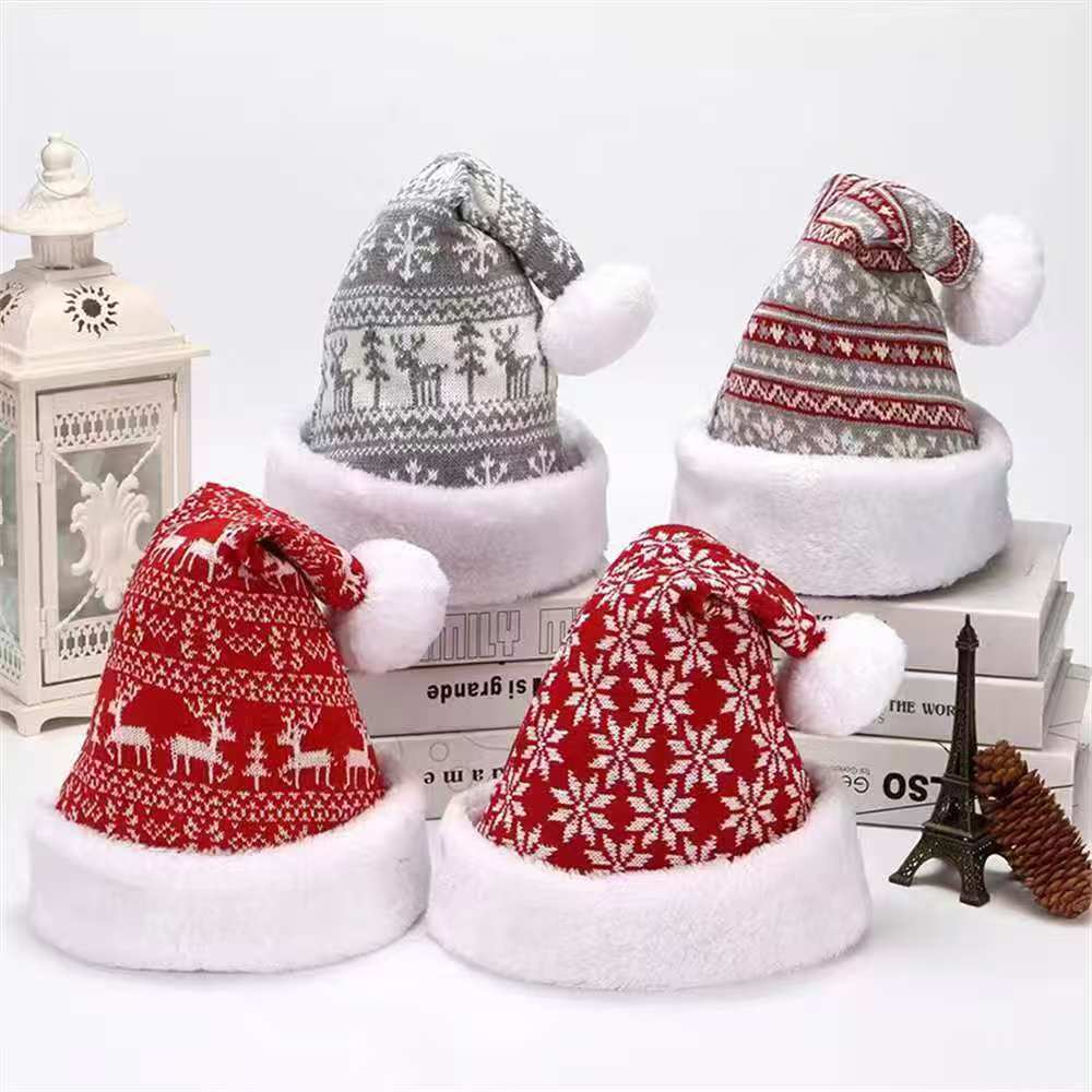 Deer Knitted Wool Plush Christmas Hat