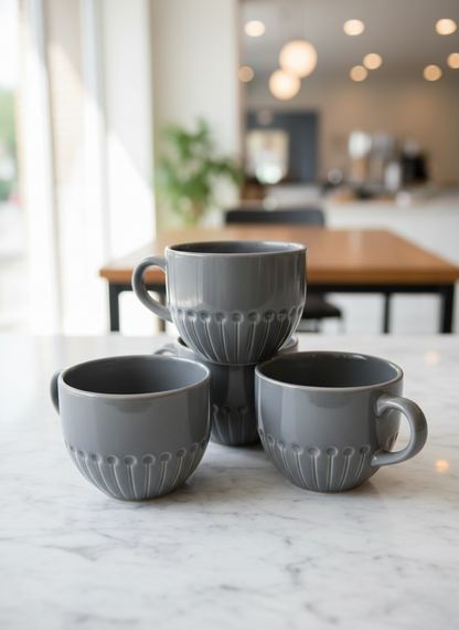6-Piece Grey Mugs Set