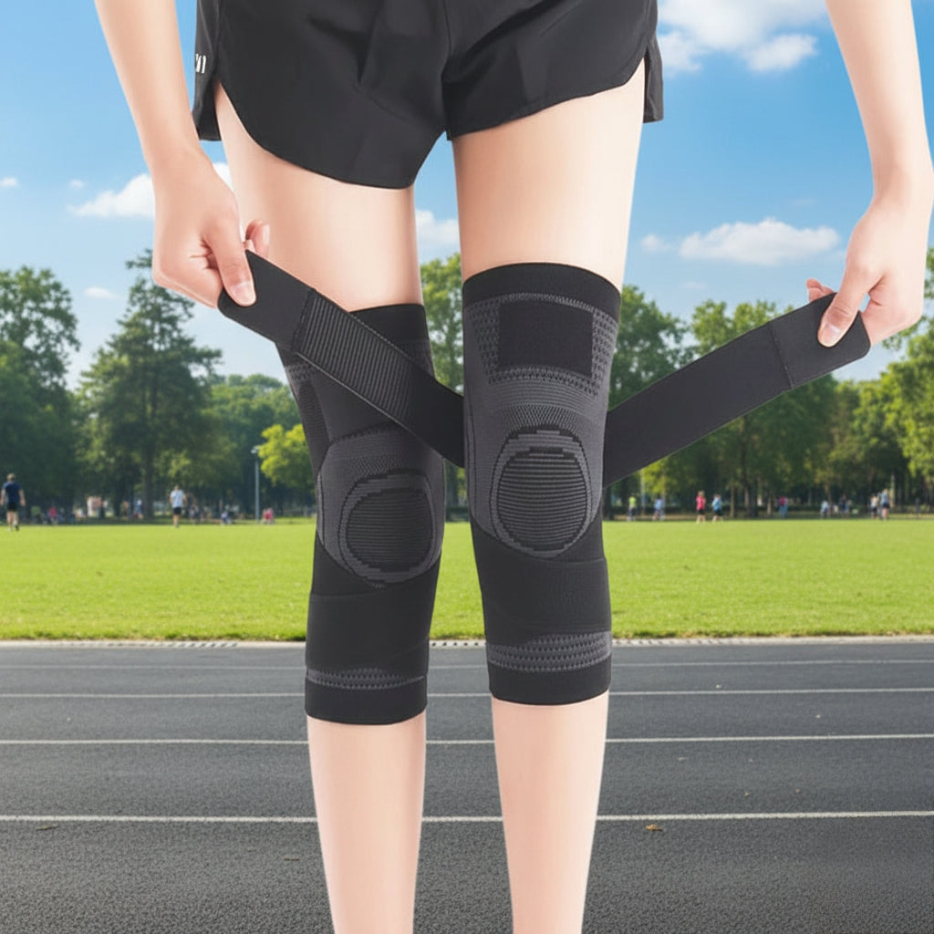 Compression Knee Support Sleeves With Pressure Strap