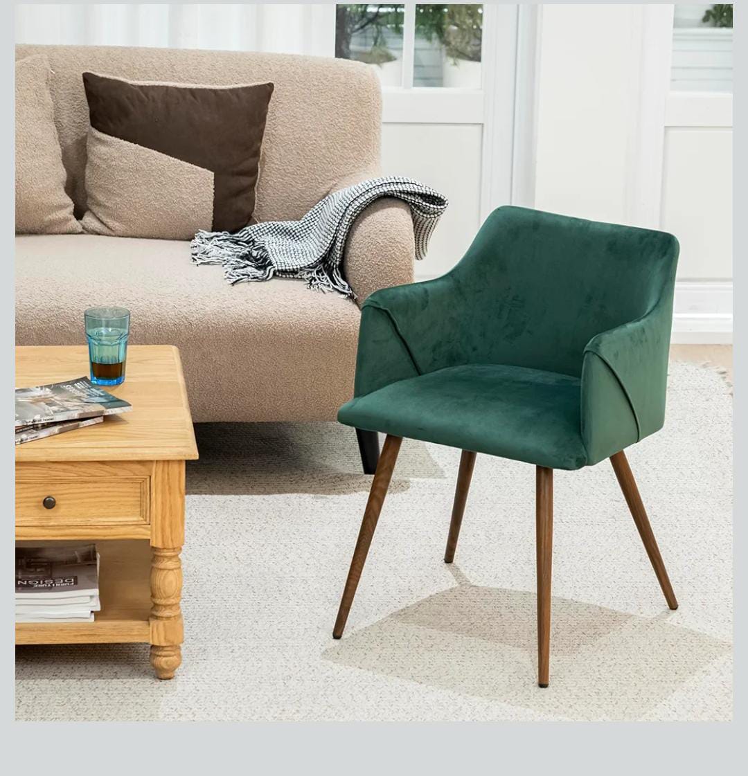 Velvet Chair with Armrests