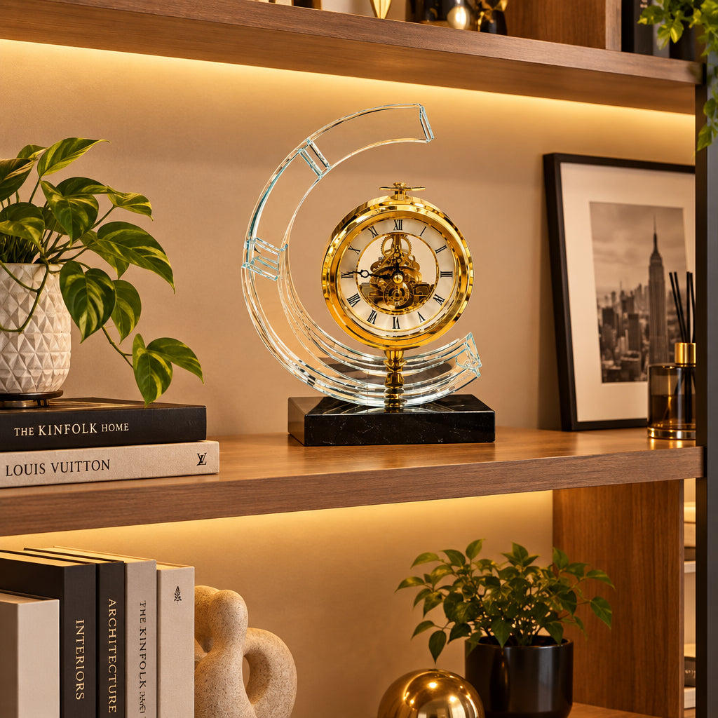 William Widdop gold arch mantel clock for home and office decor