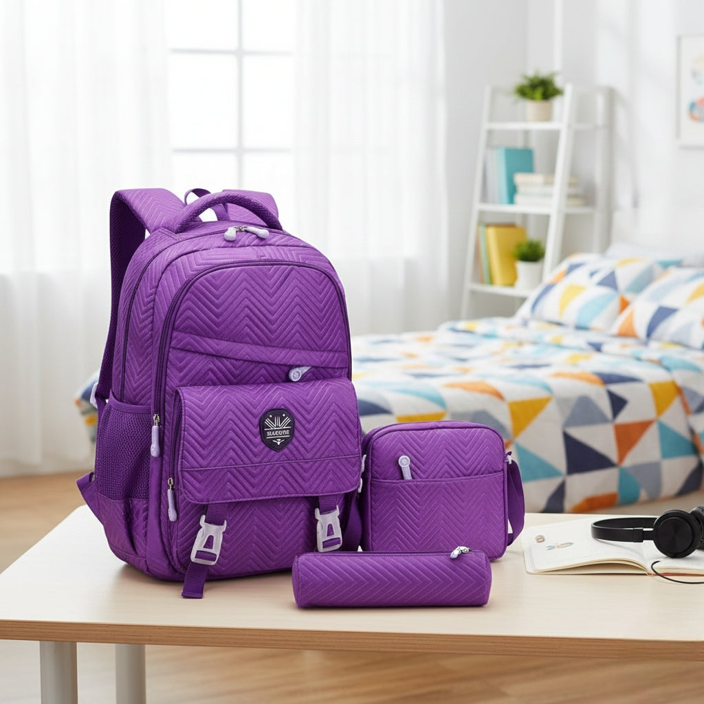 Patterned School And Casual Bag Set