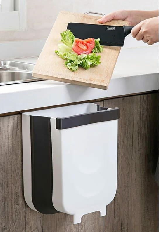 Compact hanging kitchen dustbin made from non-toxic rubber