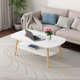 Double Layer White Wooden Coffee Table