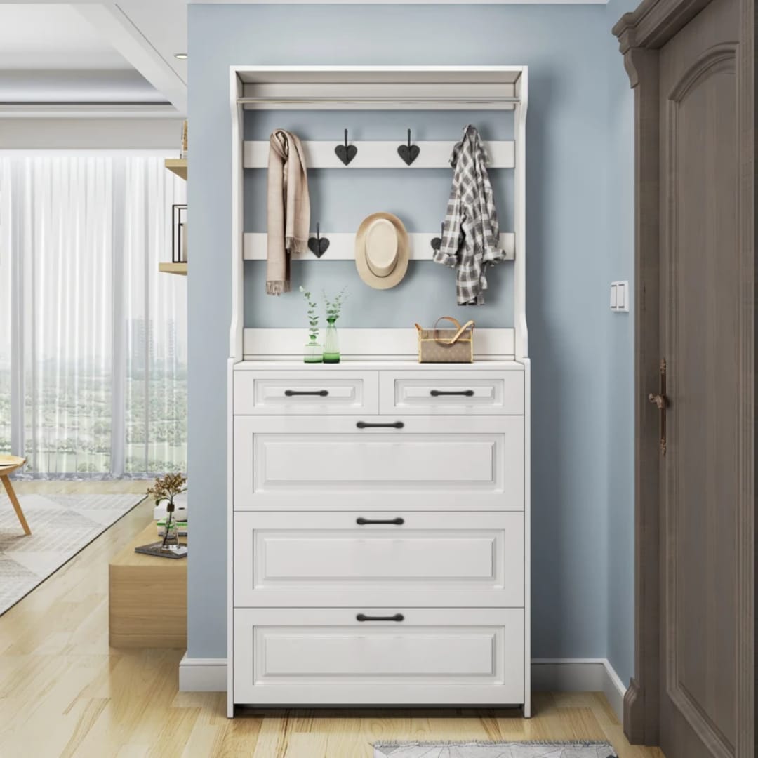 Hallway Shoe Cabinet with Coat Rack