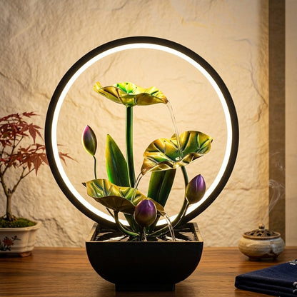 Tabletop Water Fountain with LED Ring Lights