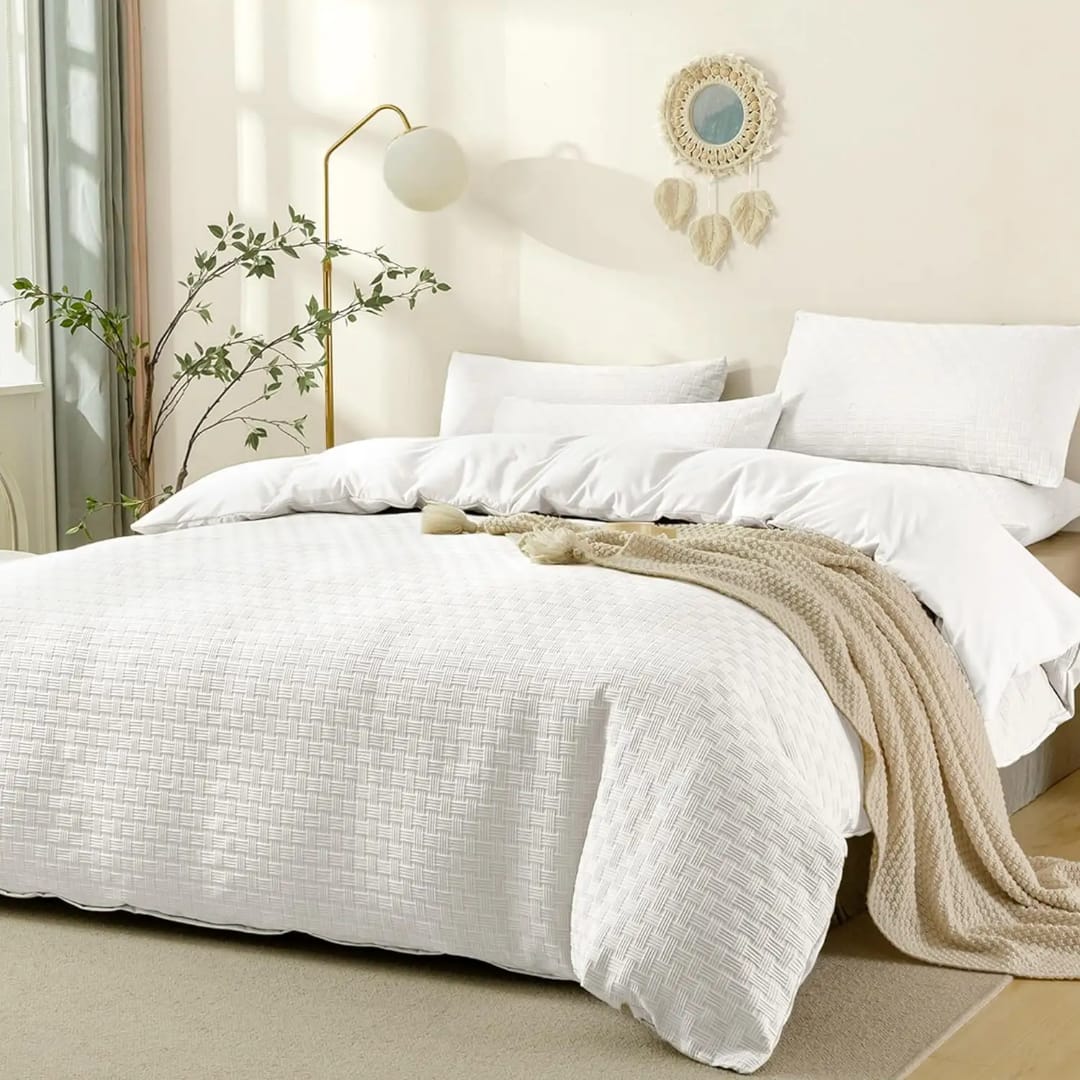 Waffle Weaving Soft Cotton Duvet Cover Set