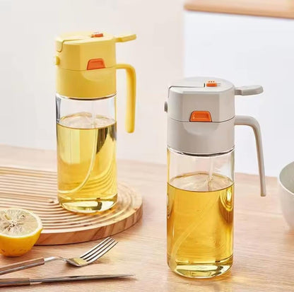 600ml dual oil dispenser and sprayer in off white and mustard