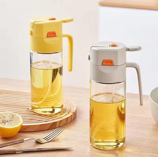 600ml dual oil dispenser and sprayer in off white and mustard