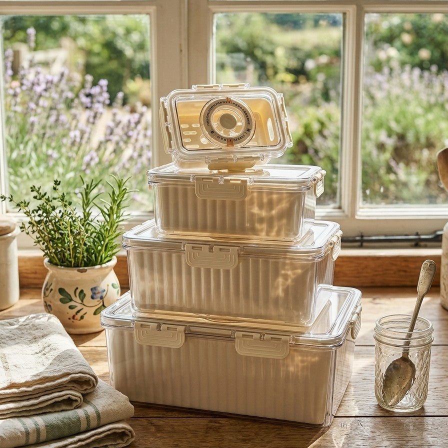 4pcs Food Grade Fridge and Freezer Fresh Storage Container Set